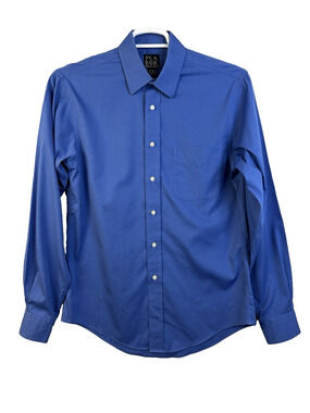 Jos A Banks Travelers Collection Shirt Men 15.5 35 Slim Fit Blue Business Work